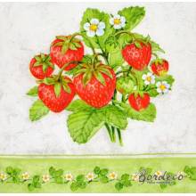 Serwetka decoupage firmy AMBIENTE truskawki krzaczek 33x33cm